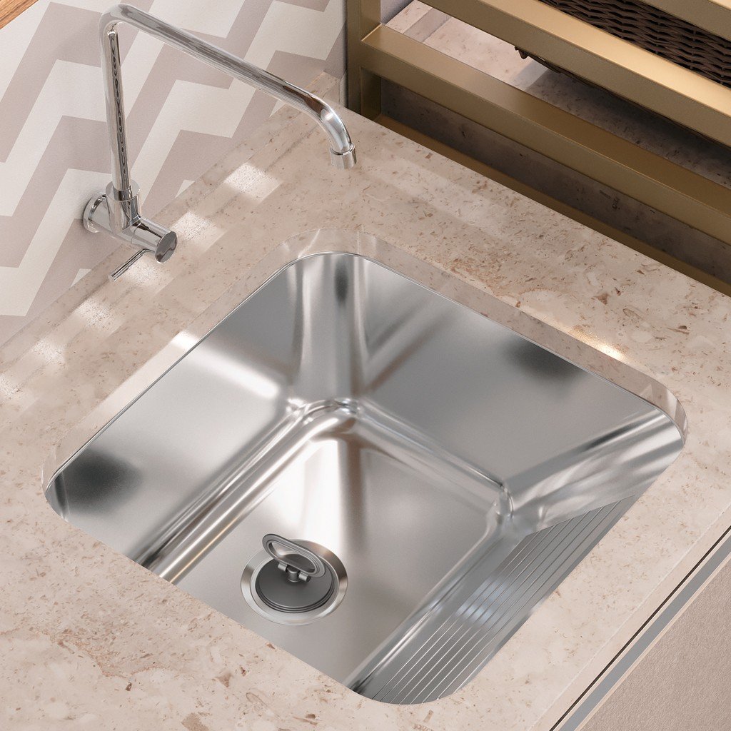 Tanque Monobloco Embutir GhelPlus 25 L 45x45 Aço Inox Acetinado