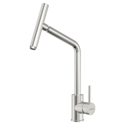 misturador monocomando tramontina versa 94520027 aco inox com bica articulada