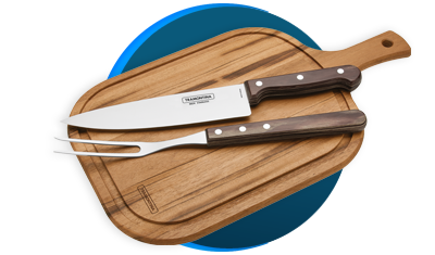 kit churrasco com tabua 3 pecas tramontina 21198914 polywood castanho descricao 01