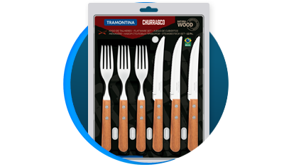 Jogo de Talheres Churrasco Tramontina 12 Peças Aço Inox | Copalux