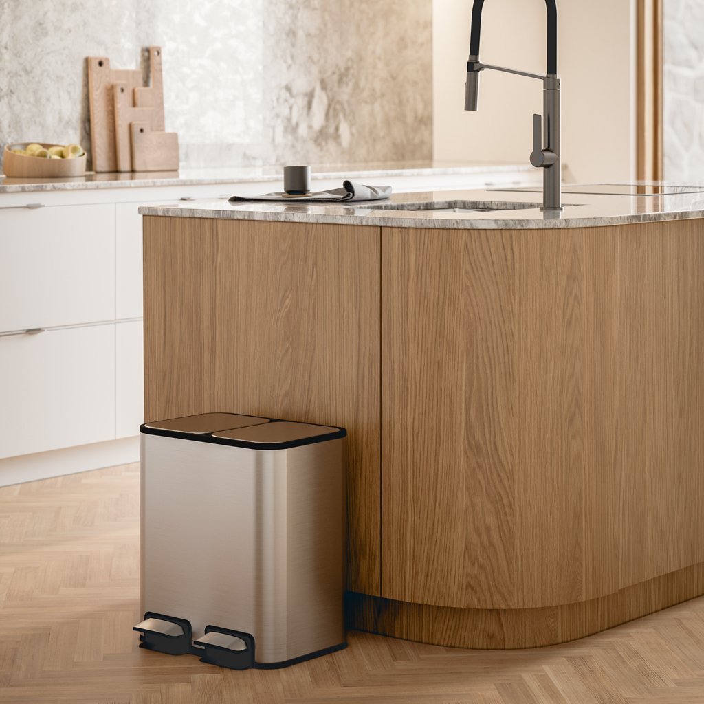 Lixeira Dupla DocolFlat 20L Inox com Pedal | Copalux