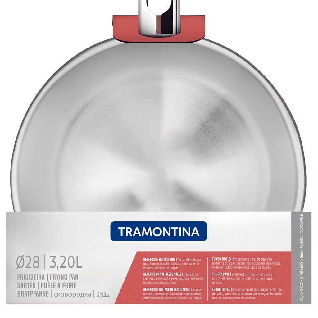 Frigideira Tramontina Allegra Inox 28cm Fundo Triplo | Copalux
