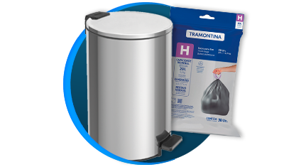 lixeira inox tramontina loop redonda com pedal 20 l saco de lixo descricao 01