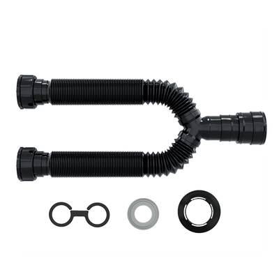 Sifão Duplo Extensível 70cm Blukit Preto Universal | Copalux