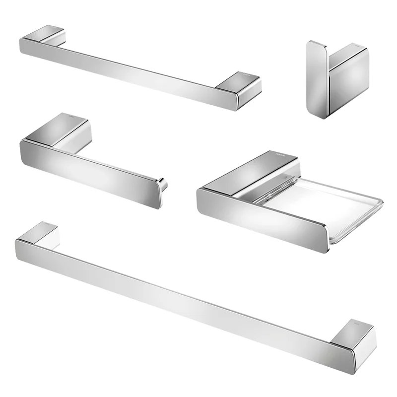 kit acessorios banheiro prateado