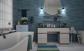 banheiro de cor azul