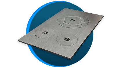 chapa para fogao a lenha polida 3 furos 45x65cm em ferro fundido descricao 01