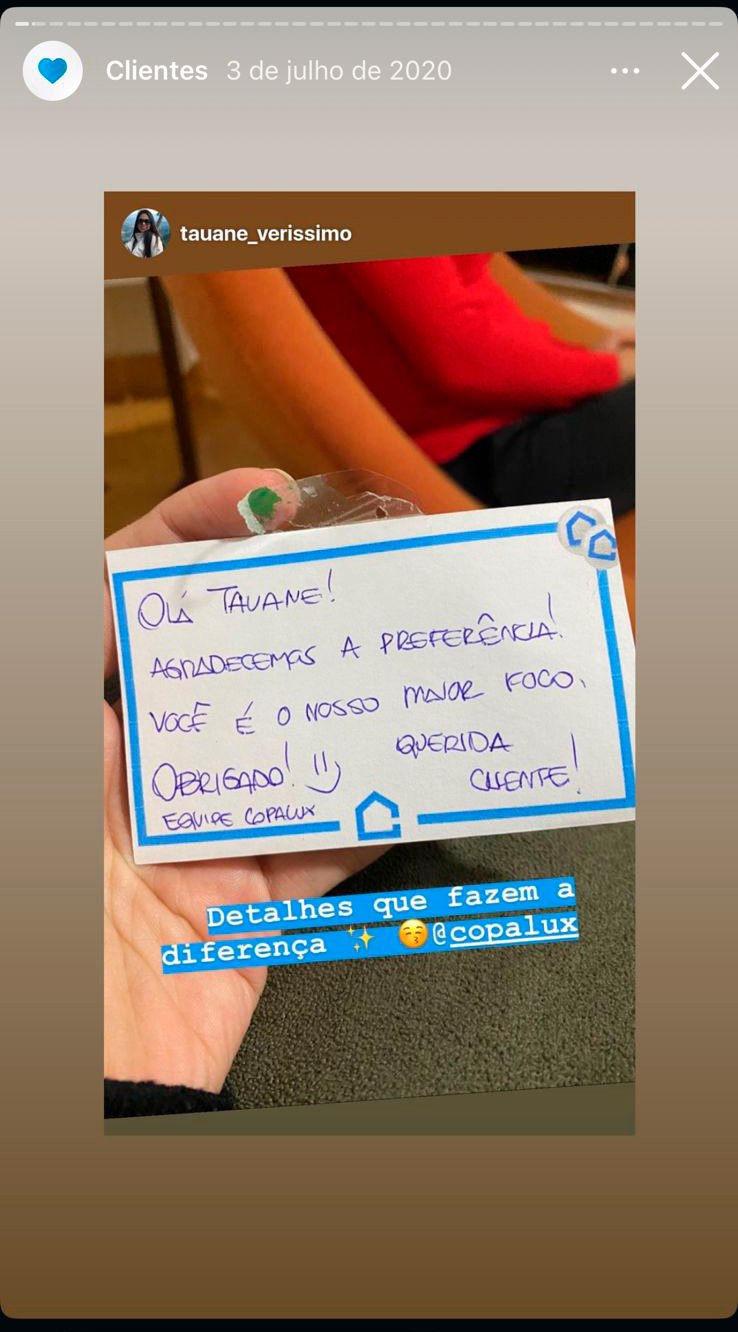 Cliente Copalux no Instagram