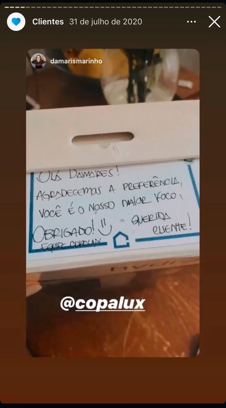 Cliente Copalux no Instagram