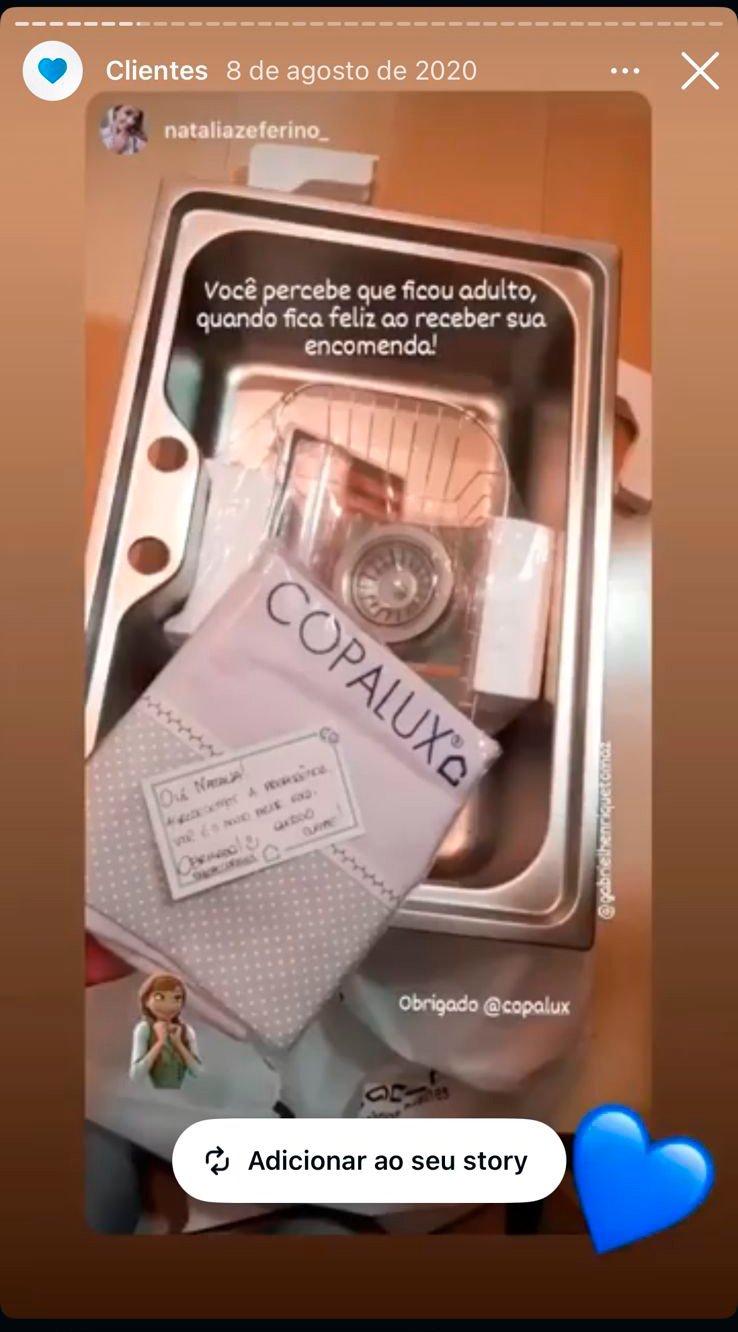 Cliente Copalux no Instagram