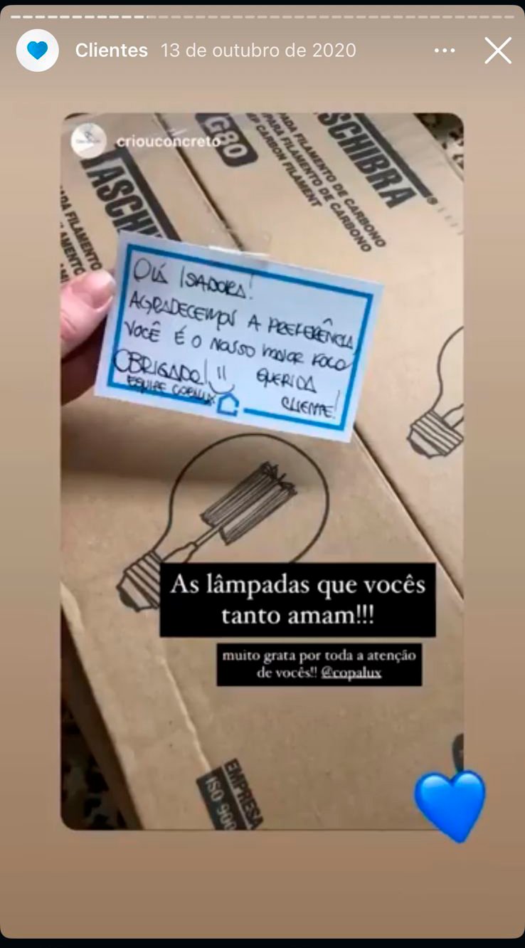 Cliente Copalux no Instagram