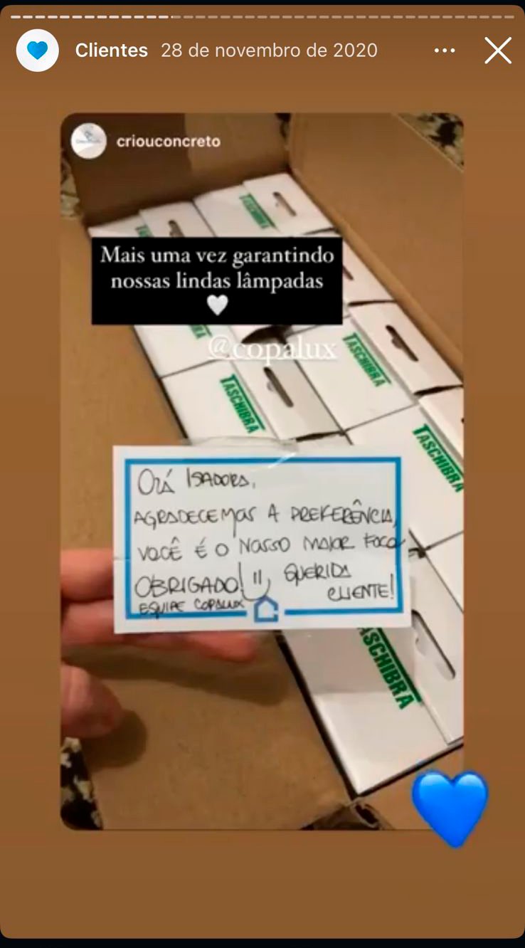 Cliente Copalux no Instagram