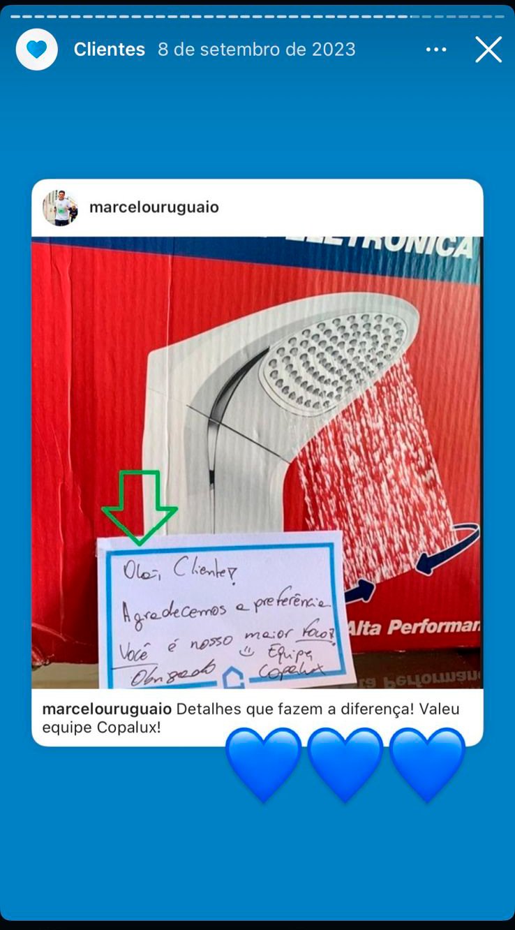 Cliente Copalux no Instagram