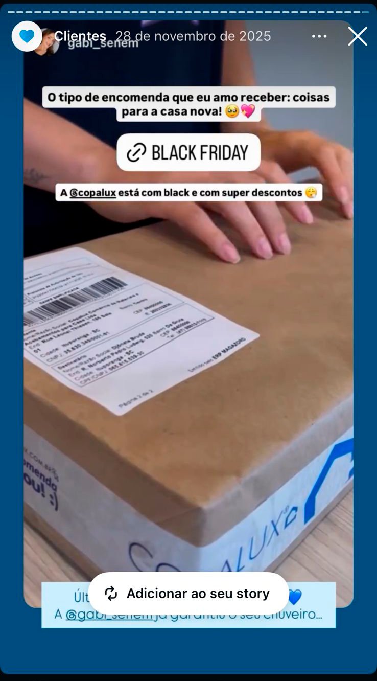 Cliente Copalux no Instagram